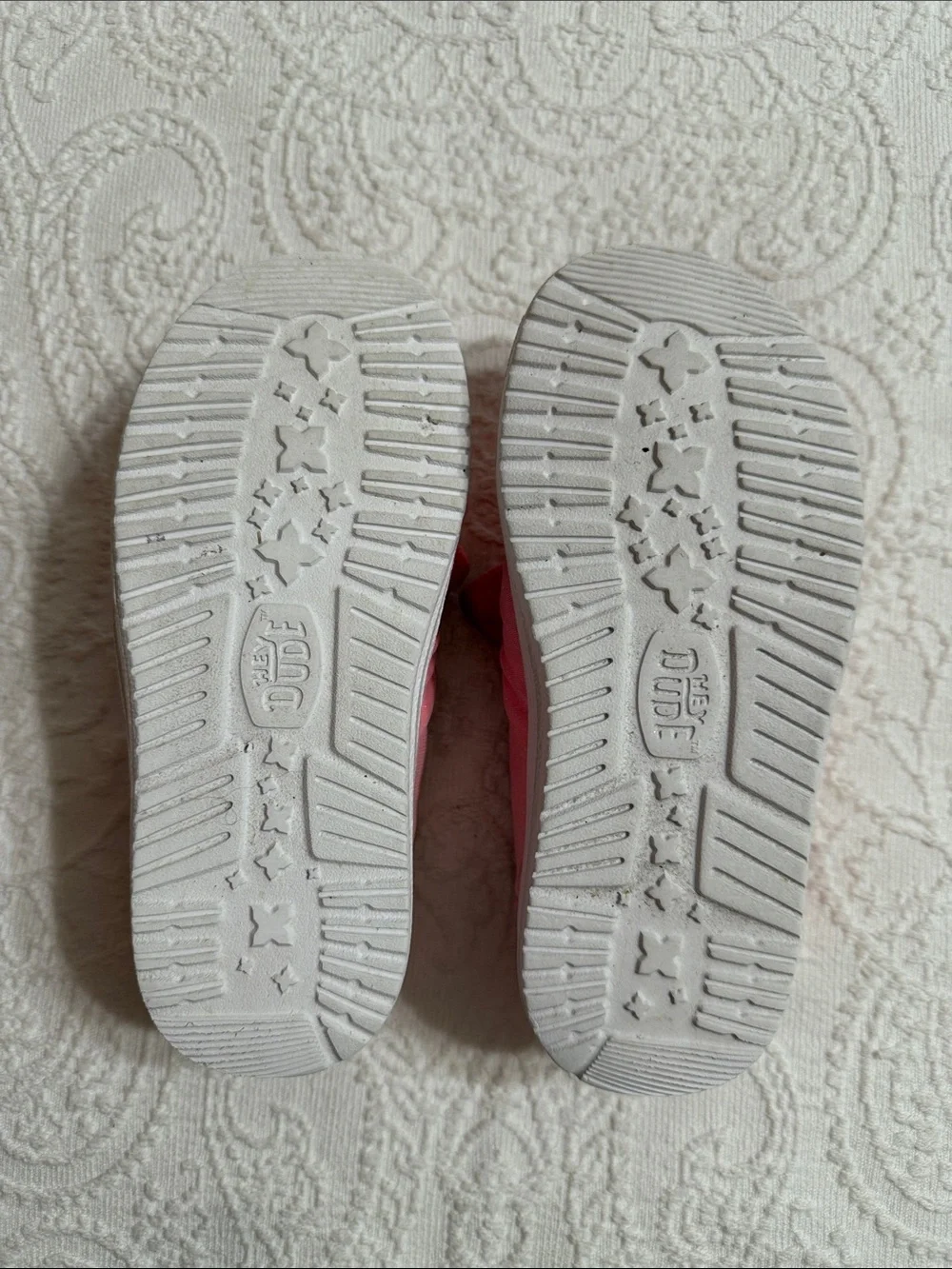 Hey Dude Girls Size 13C Stardust Pink Bow Slip-On Moccasins
